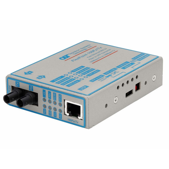 FlexPoint 100Mbps Ethernet Fiber Media Converter RJ45 ST Multimode 5km