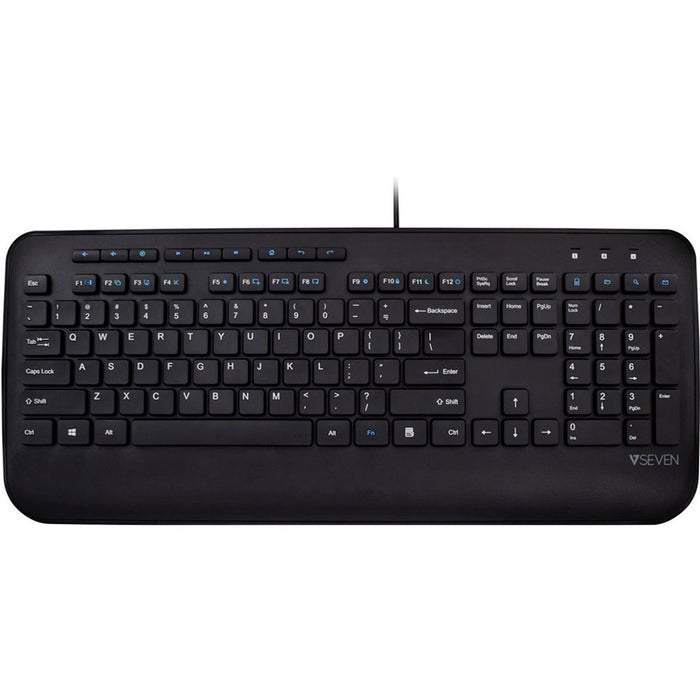 V7 Professional USB Multimedia Keyboard, Black