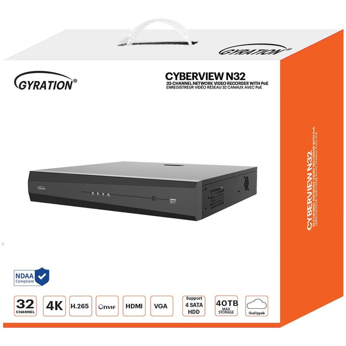 Gyration 32-Channel Network Video Recorder With PoE - 30 TB HDD