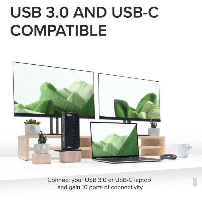 Plugable USB 3 & USB-C Dual 4K Display Docking Station with Displayport and HDMI for Windows & Mac