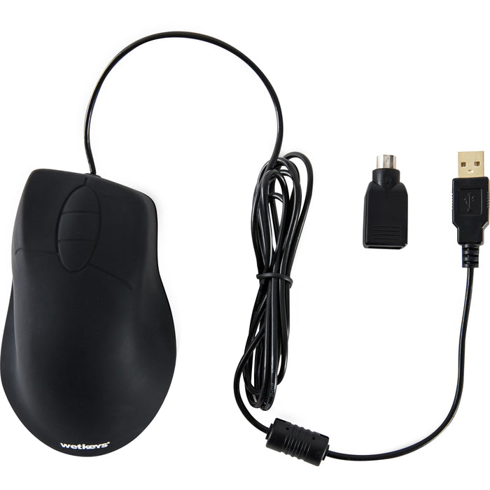 Wetkeys Waterproof Pro-grade Ergonomic Mouse w/3-Button Scroll (USB/PS2) (Black)
