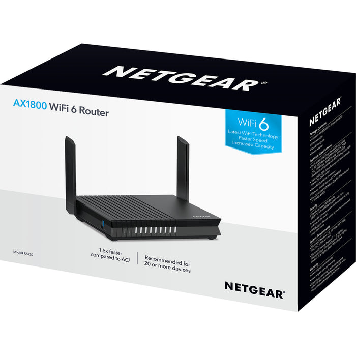 Netgear Nighthawk RAX20 Wi-Fi 6 IEEE 802.11ax Ethernet Wireless Router