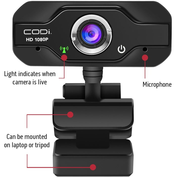 CODi Aquila HD 1080P Fixed-Focus Webcam