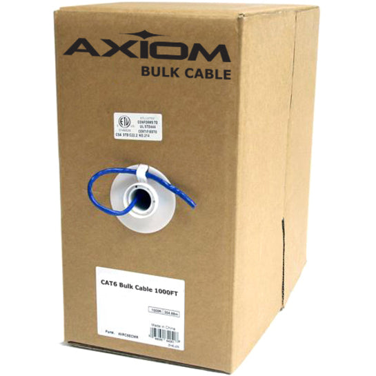 Axiom CAT6 23AWG 4-Pair Solid Conductor 550MHz Bulk Cable Spool 1000FT (Black)