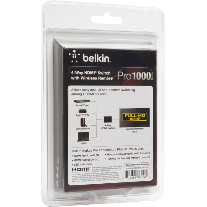 Belkin 4-Way HDMI Switch with Wireless Remote