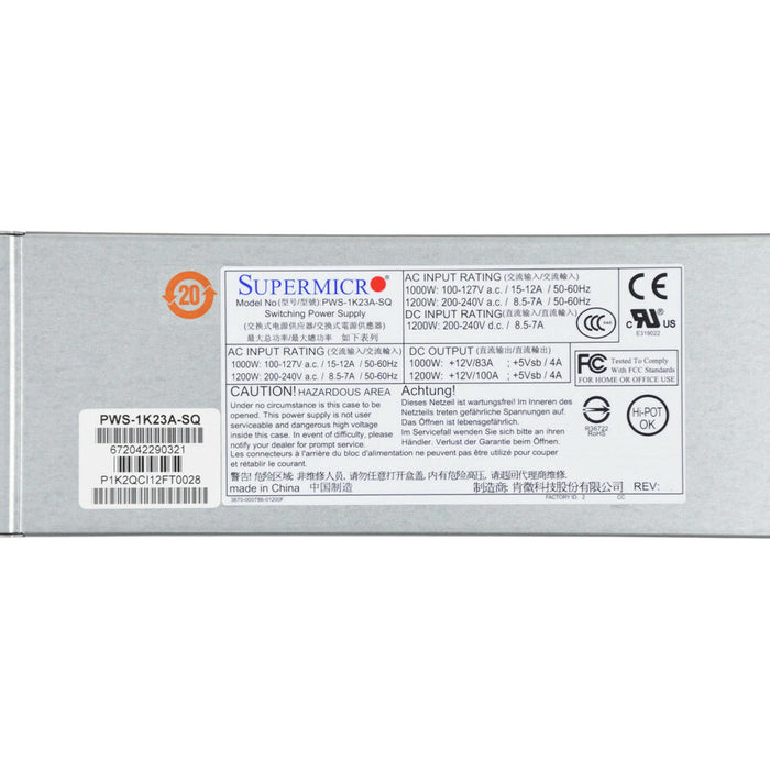 Supermicro 1000W/1200W 1U Redundant Power Supply