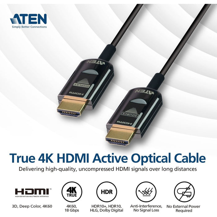 ATEN 10M True 4K HDMI 2.0 Active Optical Cable (True 4K@10m)