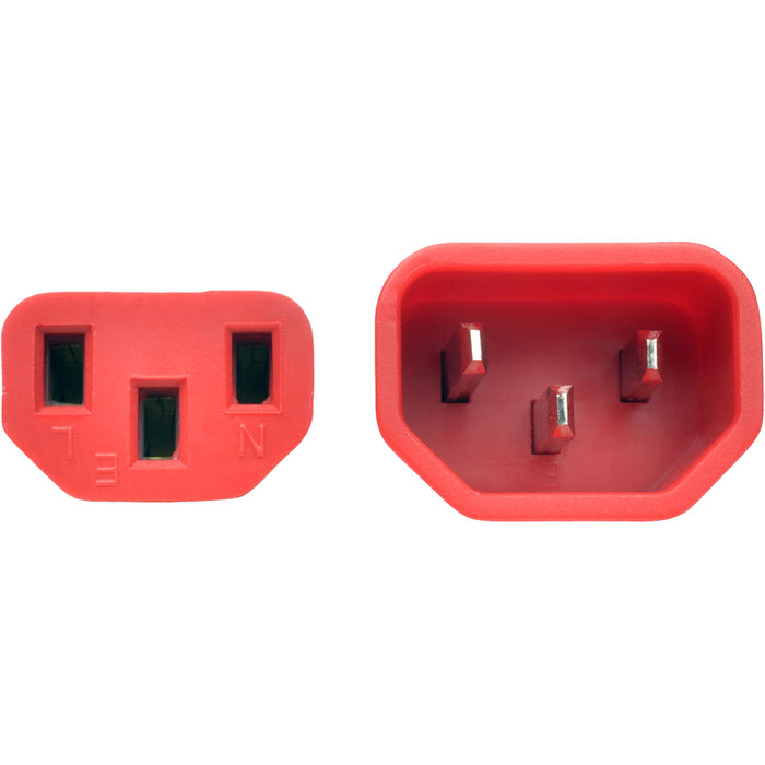 Tripp Lite 2ft Computer Power Extension Cord 10A 18 AWG C14 to C13 Red 2'