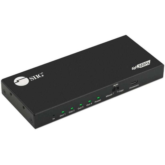 SIIG 4 Port HDMI 2.0 4K 60Hz HDR Splitter with EDID and Downscaling Feature