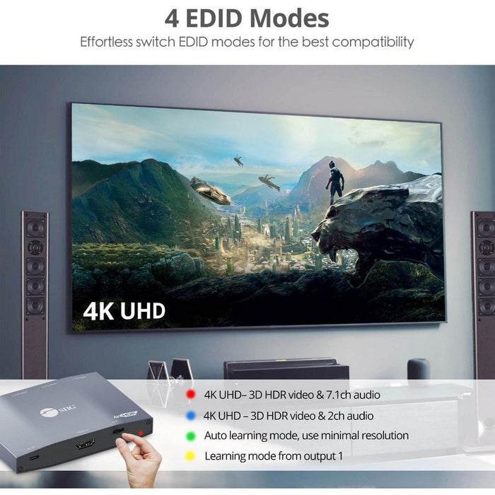 SIIG 1x4 HDMI 2.0 4K HDR Splitter with EDID