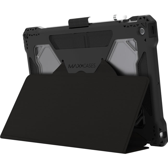 MAXCases Extreme Folio-X Rugged Carrying Case (Folio) for 10.2" Apple iPad (7th Generation) Tablet - Black, Clear