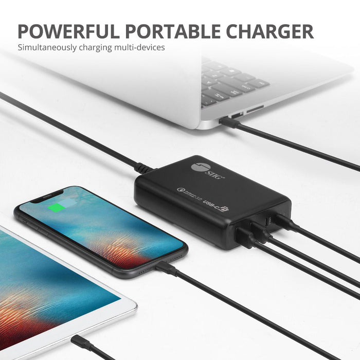 SIIG 100W Dual USB-C PD 3.0 PPS Charger with QC 3.0 Combo Power Charger