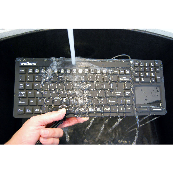 Wetkeys Waterproof "Touchpad Plus" Pro-grade Keyboard w/Touchpad (USB) (Black)
