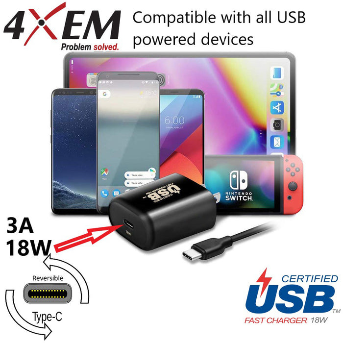 4XEM USB-C Wall Charger BLACK