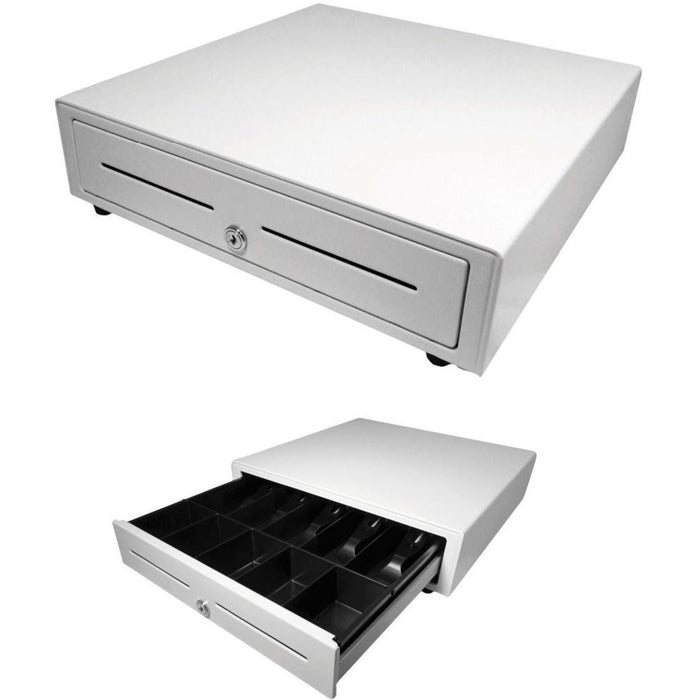 apg Standard- Duty 16&acirc;&euro;� Electronic Point of Sale Cash Drawer | Vasario Series VB320-1-AW1616 | with CD-101A Cable | Printer Compatible | Plastic Till with 5 Bill/ 5 Coin Compartments | White
