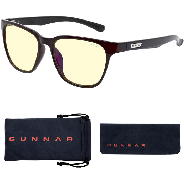 GUNNAR Gaming & Computer Glasses - Berkeley, Merlot/Onyx, Amber Tint