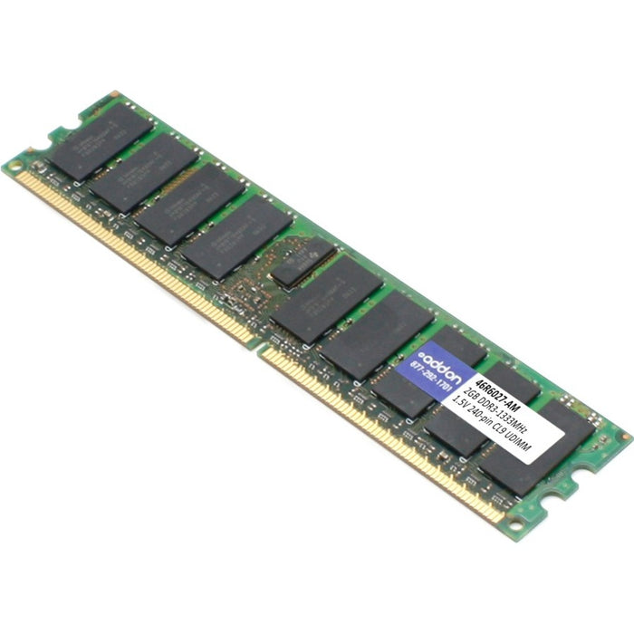 AddOn AM1333D3DRE/2G x1 Lenovo 46R6027 Compatible Factory Original 2GB DDR3-1333MHz Unbuffered ECC Dual Rank 1.5V 240-pin CL9 UDIMM