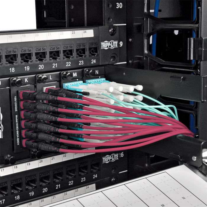 Tripp Lite 24-Fiber MTP MPO OM4 Base-8 MMF Trunk Cable 40/100GbE 3X, 15M