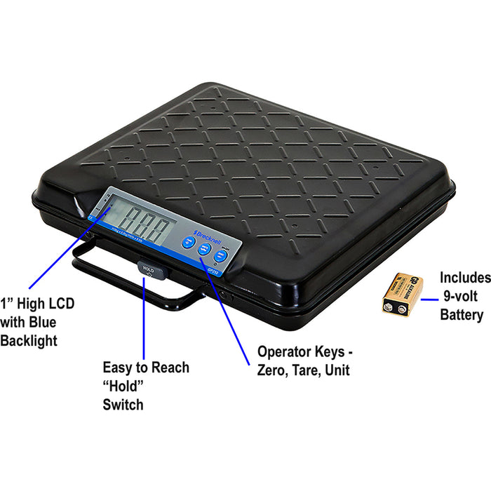 Brecknell GP100 USB Electronic General Purpose Bench Scale, 100LB Capacity, Portable, Internal Backlit Display, USB COM Port