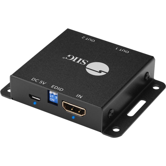 SIIG 2-Port HDMI 2.0 HDR Mini Splitter Amplifier with EDID Management