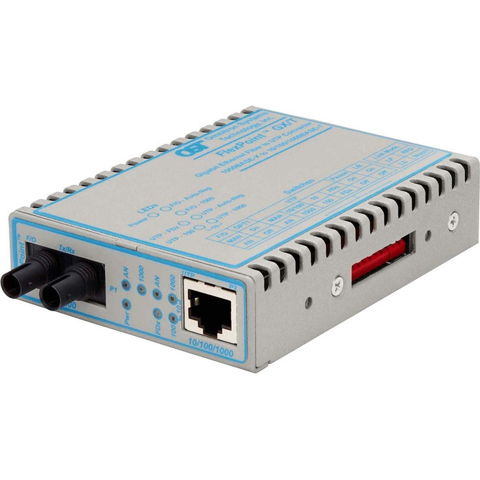 FlexPoint 10/100/1000 Gigabit Ethernet Fiber Media Converter RJ45 ST Single-Mode 12km