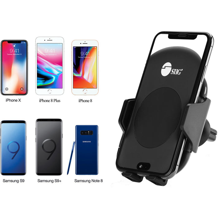 SIIG Auto-Clamping Wireless Car Charger Mount/Stand