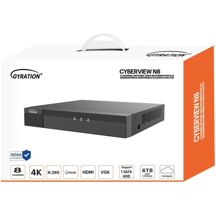 Gyration 8-Channel Network Video Recorder With PoE - 4 TB HDD