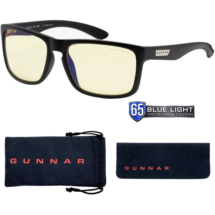 GUNNAR Gaming & Computer Glasses - Intercept, Onyx, Amber Tint, Natural-Focus