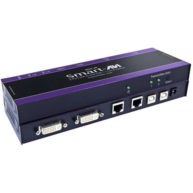 SmartAVI 2 DVI-D and USB Switch With Integrated Extender, Over CAT6 STP Extender