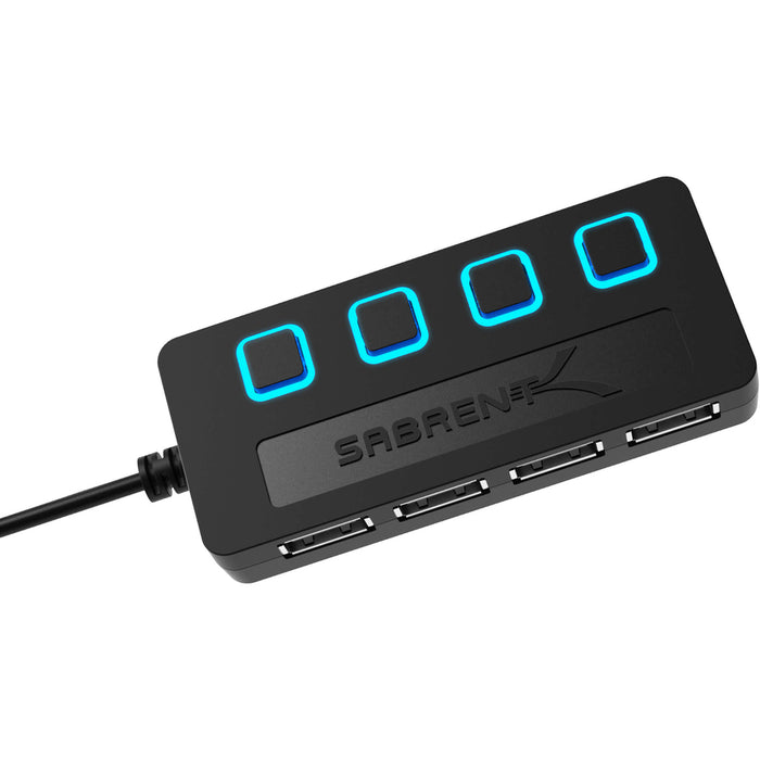 Sabrent 4-Port USB 2.0 Hub With Power Switches | Black