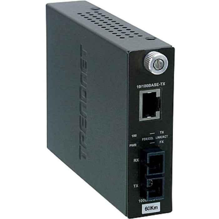 TRENDnet 100Base-TX to 100Base-FX Single Mode SC Fiber Media Converter (60 Km; 37.3 Miles); Auto-Negotiation; Full Duplex; RJ-45 port; Fiber to Ethernet Converter; Lifetime Protection; TFC-110S60