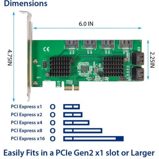SYBA Multimedia 8 Port SATA III to PCIe 3.0 x1 Non-RAID Expansion Card SD-PEX40163