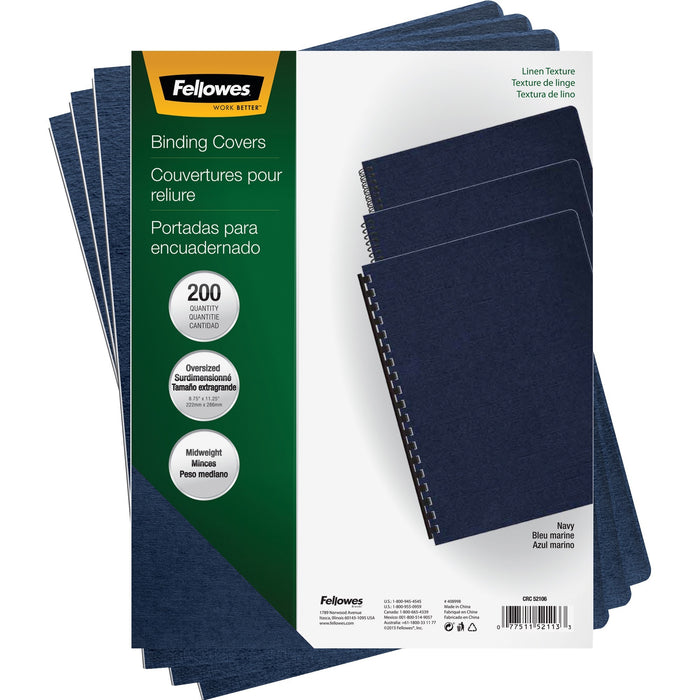 Fellowes Expressions&trade; Linen Presentation Covers - Oversize Navy 200 pack