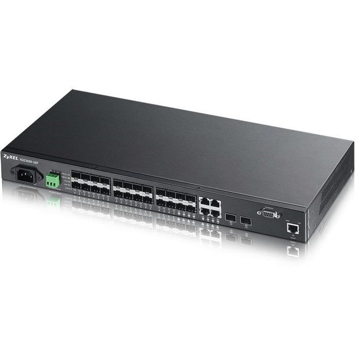ZYXEL 20-Port GbE Fiber L2 Switch with Four GbE Combo Ports and Two 10G Fiber Ports
