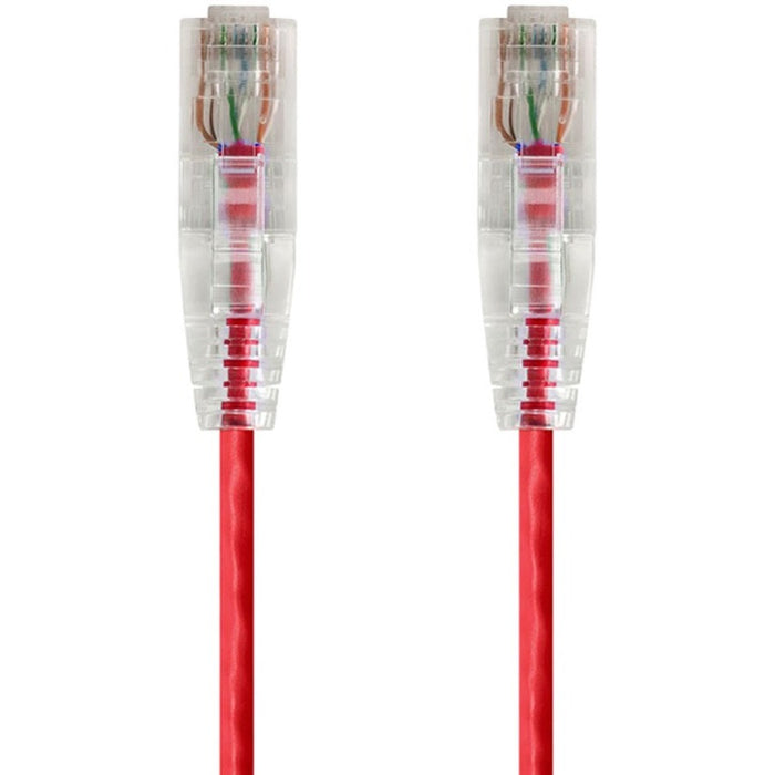 Monoprice SlimRun Cat6 28AWG UTP Ethernet Network Cable, 2ft Red