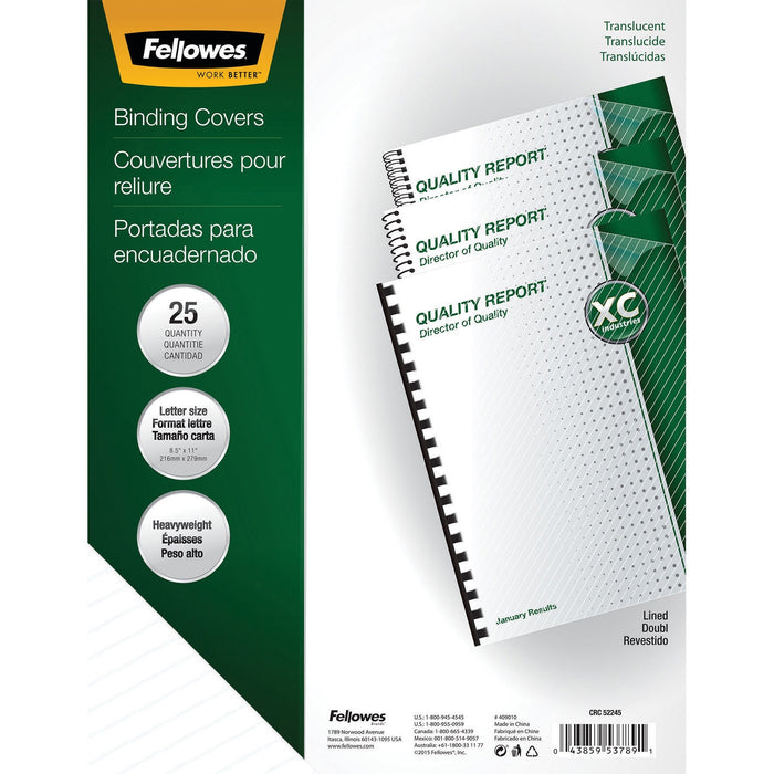 Fellowes Futura&trade; Presentation Covers - Letter, Lined, 25 pack