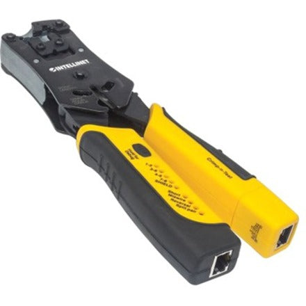 Intellinet Network Solutions Universal Modular Plug Crimping Tool and Cable Tester - Cuts, Strips, Terminates and Tests