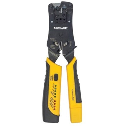 Intellinet Network Solutions Universal Modular Plug Crimping Tool and Cable Tester - Cuts, Strips, Terminates and Tests