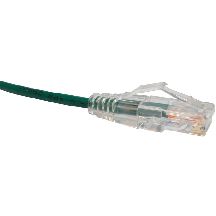 Unirise Clearfit Slim Cat6 Patch Cable, Snagless, Green, 2ft