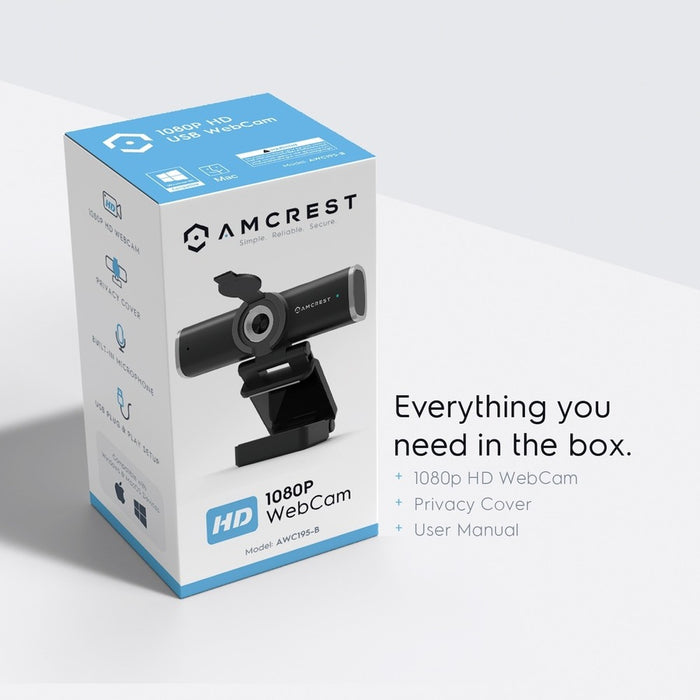 Amcrest AWC195-B Webcam - 30 fps - Black - USB 2.0 - 1 Pack(s)