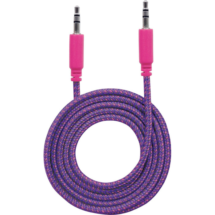 Manhattan 3.5mm Stereo Male to Male Braided Audio Cable, 1 m (3 ft), Pink/Purple