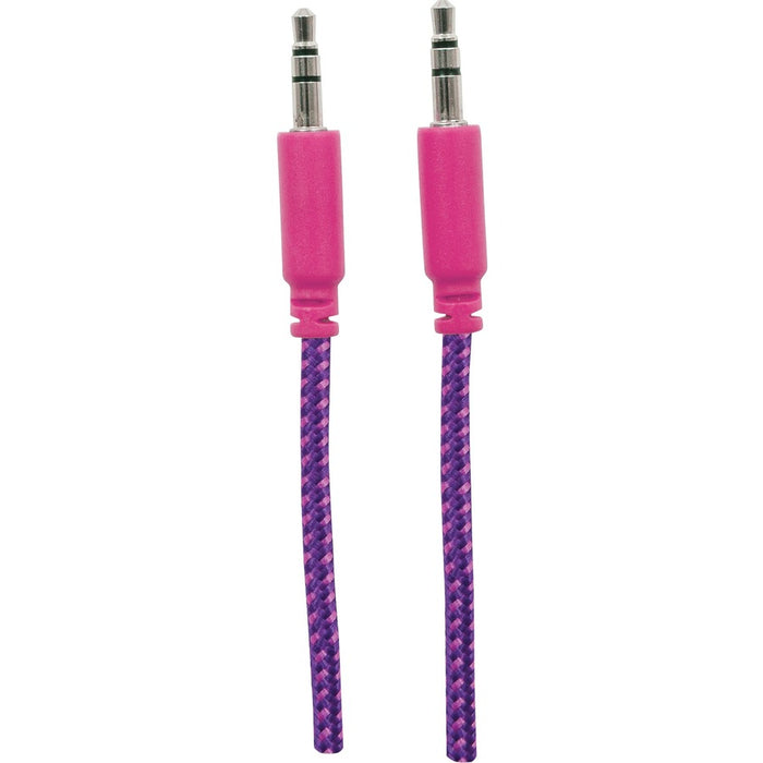 Manhattan 3.5mm Stereo Male to Male Braided Audio Cable, 1 m (3 ft), Pink/Purple