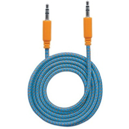 Manhattan 3.5mm Stereo Male to Male Braided Audio Cable, 1 m (3 ft), Blue/Orange