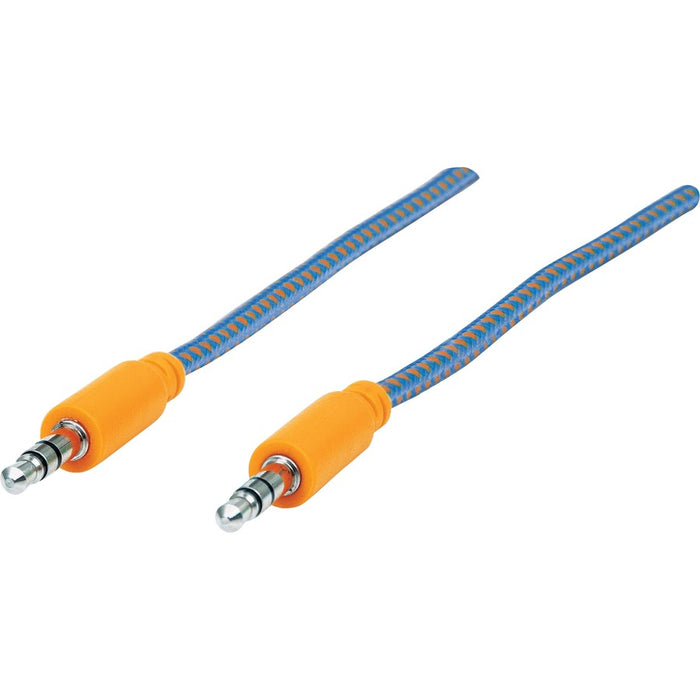 Manhattan 3.5mm Stereo Male to Male Braided Audio Cable, 1 m (3 ft), Blue/Orange