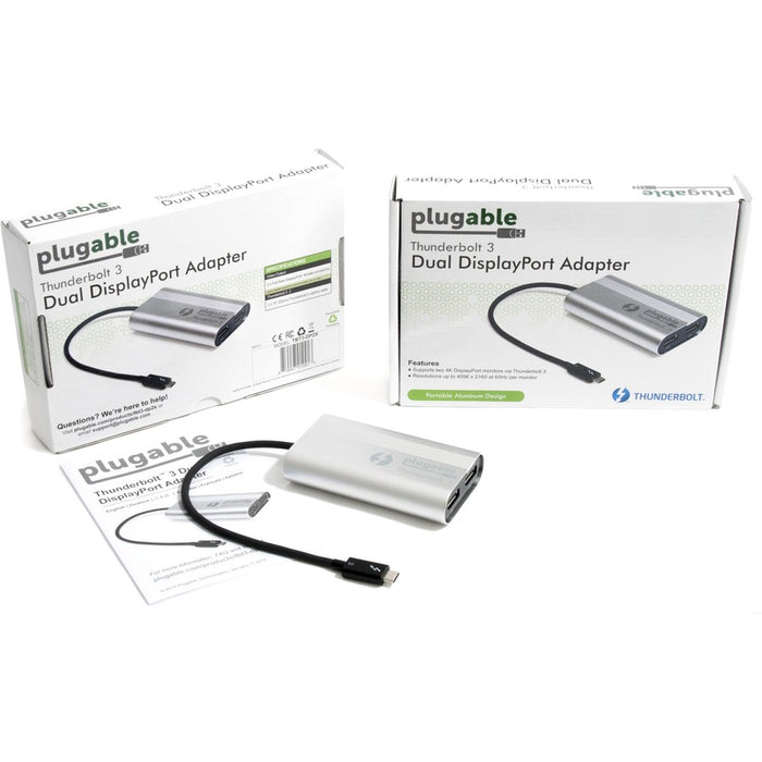 Plugable Thunderbolt 3 to Dual DisplayPort Output Display Adapter for Thunderbolt 3 Windows Systems