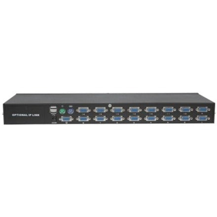 Intellinet 16-Port Rackmount KVM Switch, Combo USB + PS/2, On-Screen Display, Cables included (With 2 Pin Euro Power Adapter)