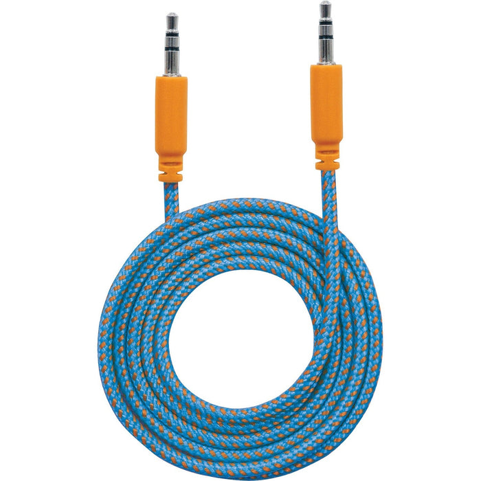 Manhattan 3.5mm Stereo Male to Male Braided Audio Cable, 1.8 m (6 ft), Blue/Orange