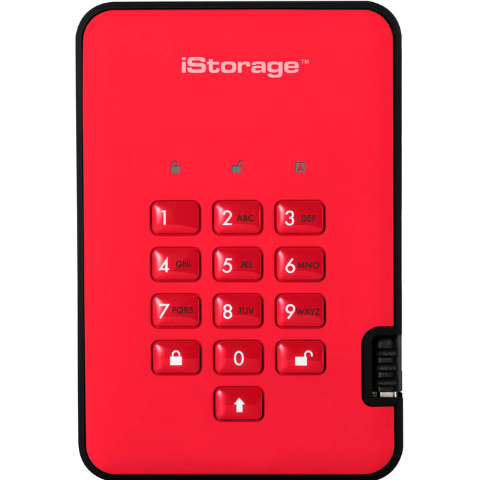 iStorage diskAshur2 2 TB Portable Solid State Drive - External - Fiery Red - TAA Compliant