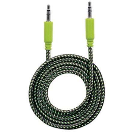 Manhattan 3.5mm Stereo Male to Male Braided Audio Cable, 1 m (3 ft), Black/Green