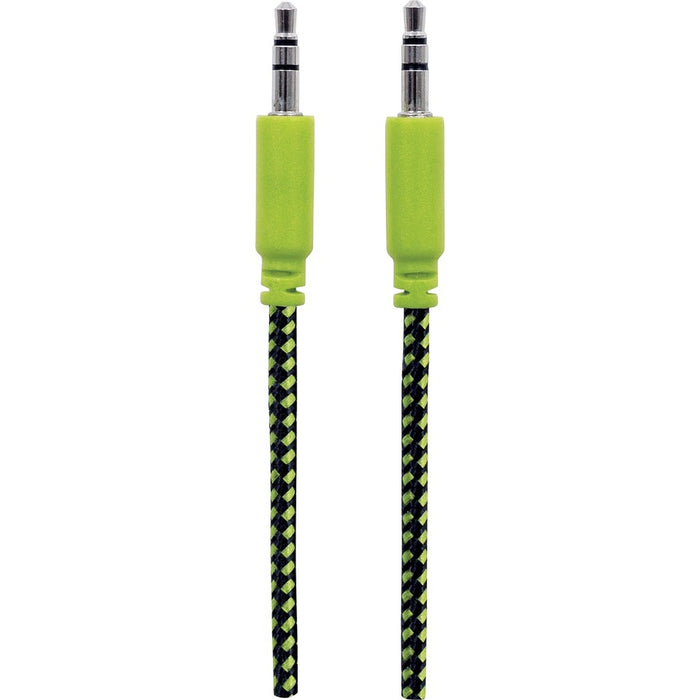 Manhattan 3.5mm Stereo Male to Male Braided Audio Cable, 1 m (3 ft), Black/Green